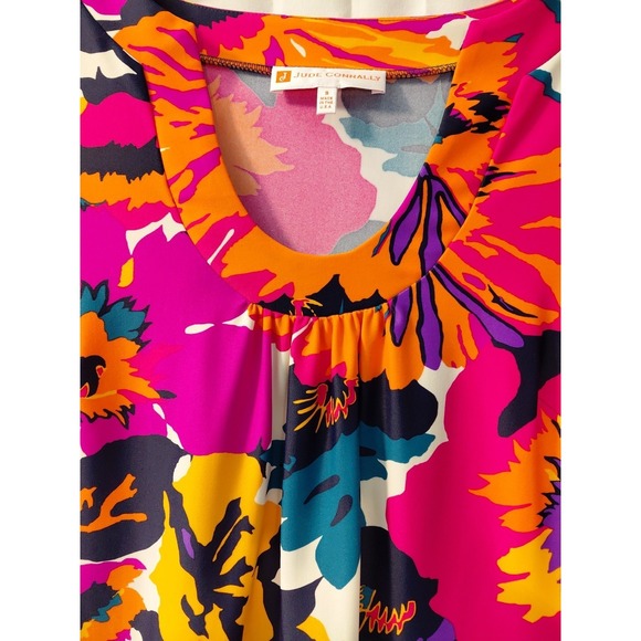 Jude Connally Bright Fun Floral Dress Sz S Boho Cottagecore Spring & Summer - Picture 2 of 9